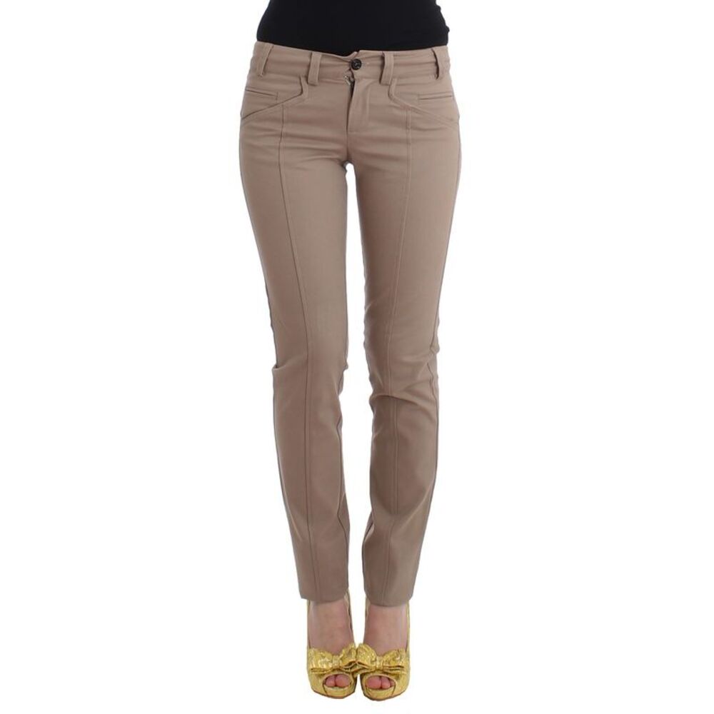 Cavalli Class Beige Dress Skinny Slim Straight Chinos Women's Pants